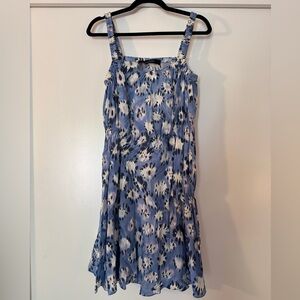 Thakoon Early 2000s Bias Cut Blue Print Dress Size ~6